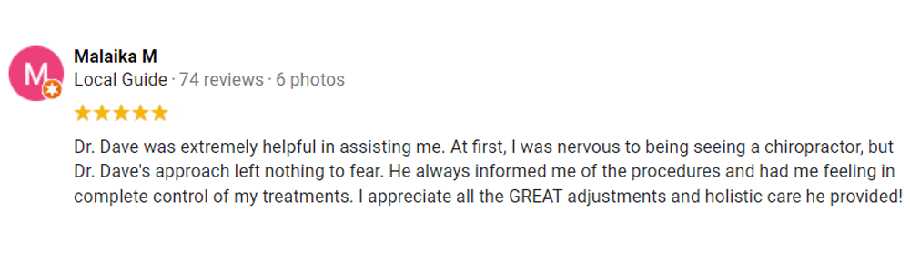 Chiropractic Blaine MN Testimonial Malaika