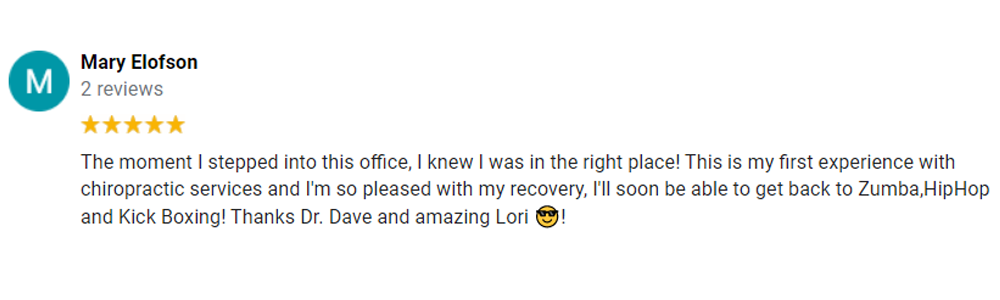 Chiropractic Blaine MN Testimonial Mary